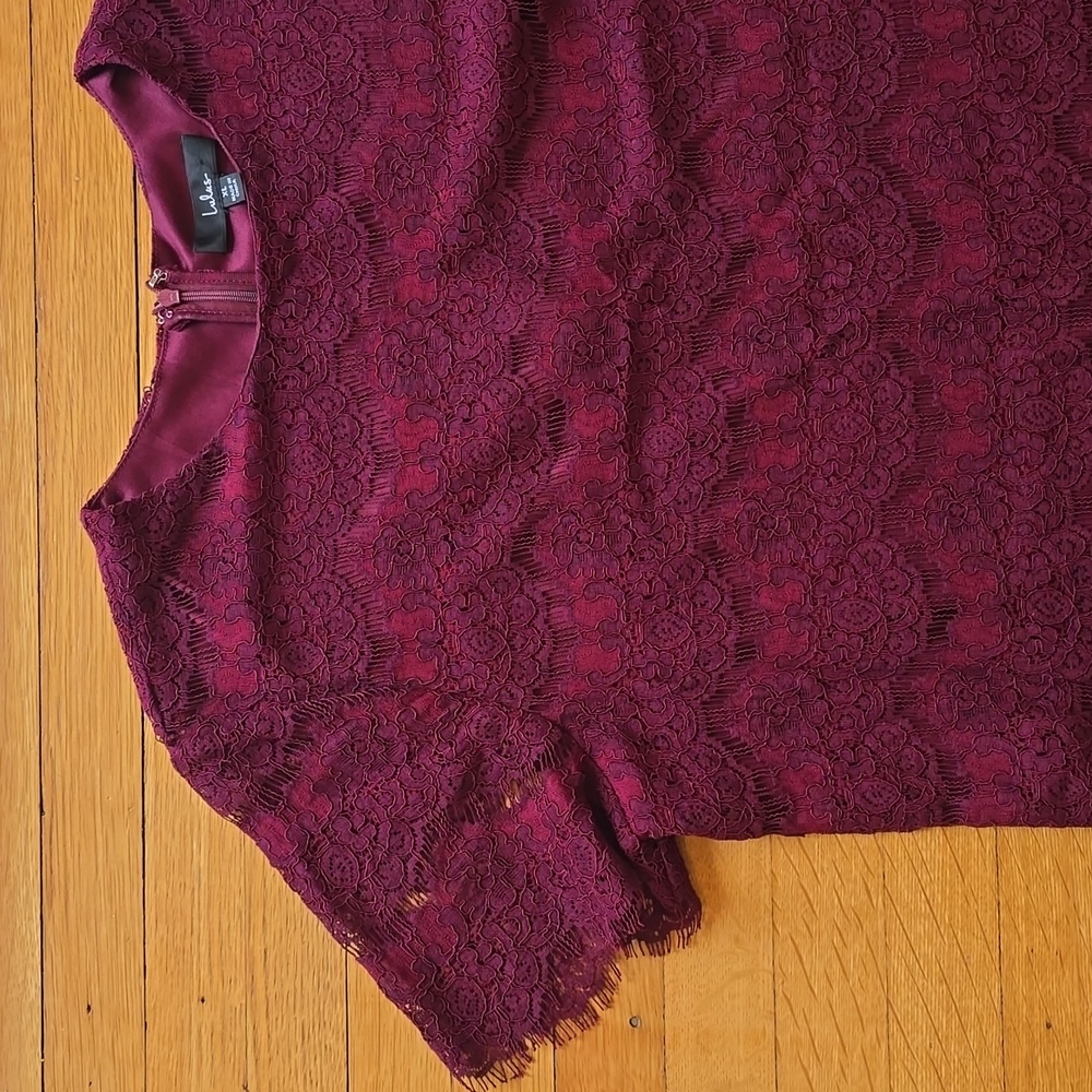 Lulus, Take Me To Brunch, Burgundy Lace Shift Dress, EUC, Women's XL - Picture 4 of 16